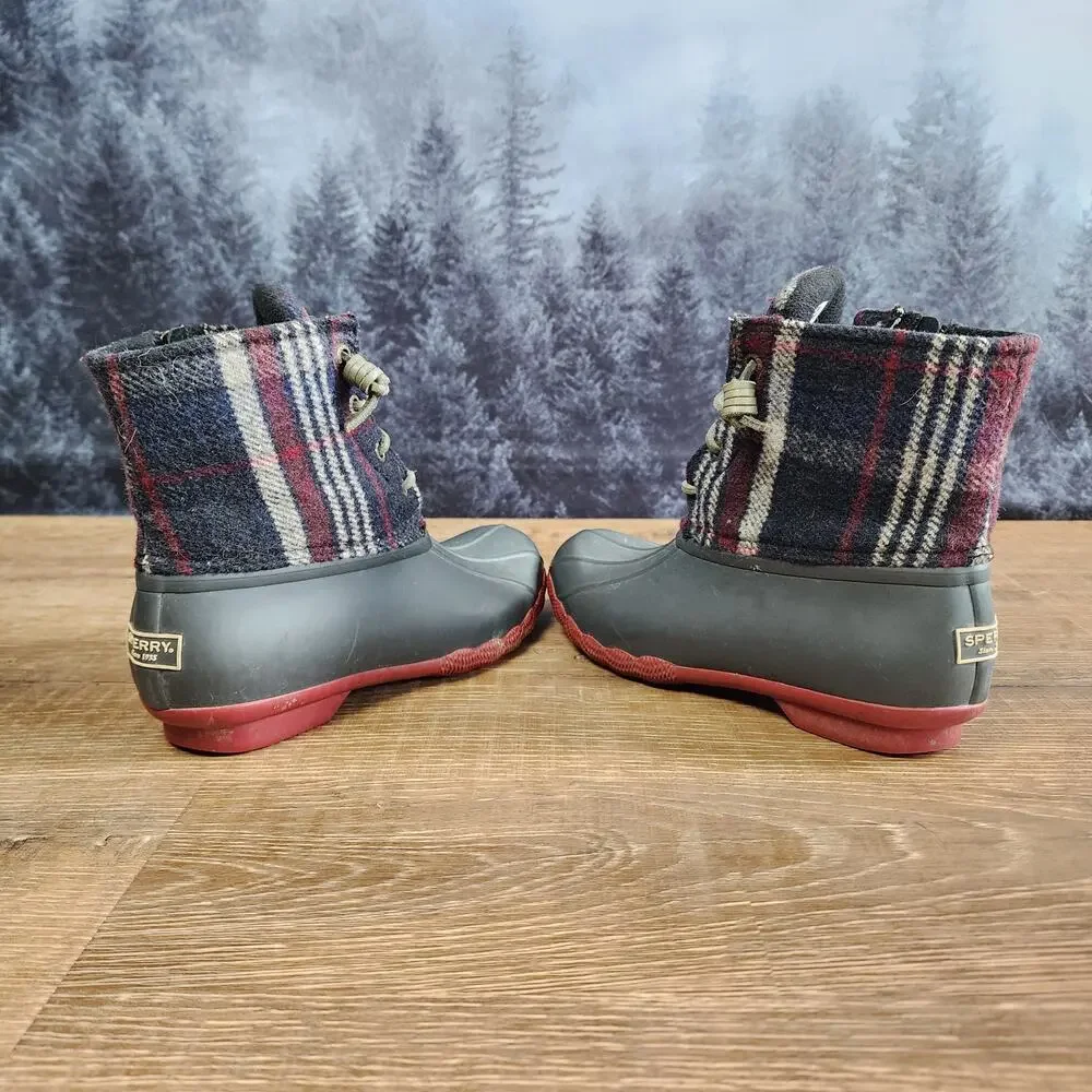 Sperry Plaid Fleece Ducks Rain Boots | Women's 7M